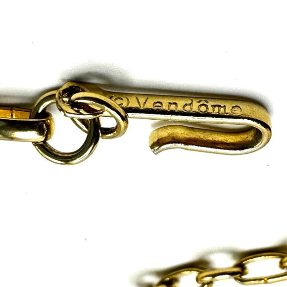 '60s NECKLACE STACK: Gold Geometric Pendant w/Pearls & Vendome Mesh Bib Pairing - Picture 13 of 16